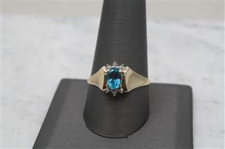 10K Blue Topaz Ring, Yellow Gold, 2.3g, Sz 10.75